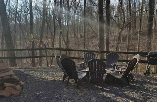Huntingdon Cabin | Log Cabin in Wooded Area Near Raystown Lake Boat Access