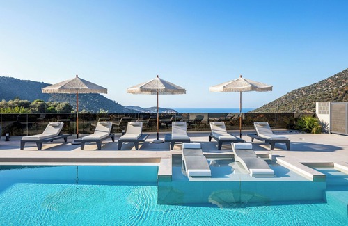 Geropotamos Villa | Luxury Estate with Sea Views, Fire Pit & near beach
