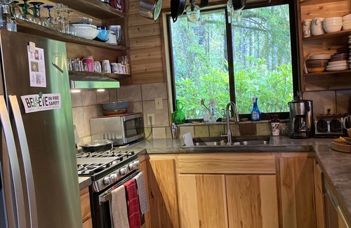 Eddyville Cabin | Miles of trails, hot tub, sand volleyball court and 13 miles to beach