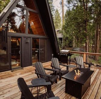 Sierra Cedars House | Modern Black A-frame Overlooking A Meadow W Ac!