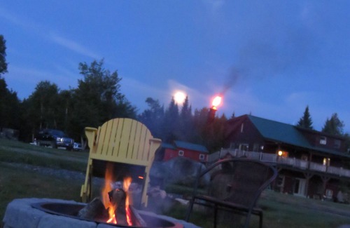 East Corinth Cabin | Modern log cabin with pond view available for rent in middle Maine.