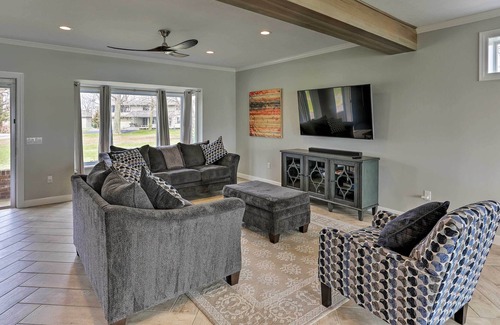 Sandusky House | Modern Waterfront Home w/ Patio, Fire Pit + Dock