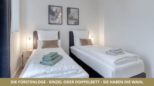 Bayreuth Apartment | NEU FEWO FUERSTENLOGE 1-6 Pers hinter dem Markgräflichen Opernhaus - 2 Schlafzimmer mit Boxspringbetten 4 Einzel oder 2 Doppelbetten, Balkon und Einbauküche, Barrierearm
