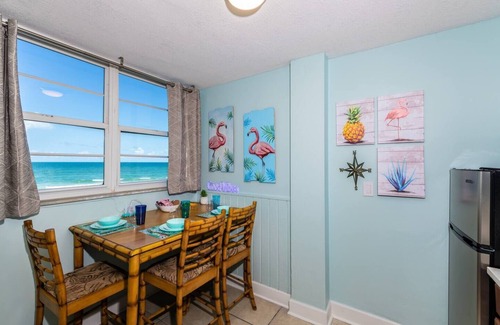 East Daytona Apartment | NEW POOL OPEN! Direct Oceanfront | Remodeled Tiki Theme | Private Balcony
