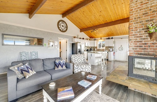 Roads End House | Ocean view home with private hot tub & game room - steps from the beach, dogs OK