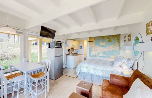 North Truro Apartment | Ocean-view studio near golf with patio, beach gear, kitchenette, & partial AC