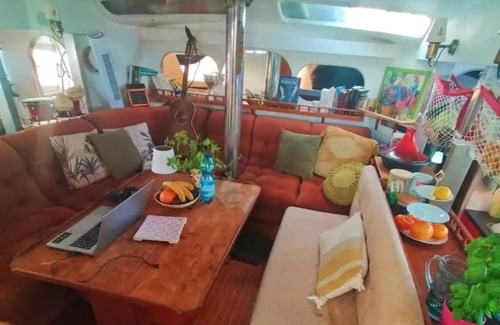 Porquerolles Boat Rental | one double room in our catamaran in porqueroles bay