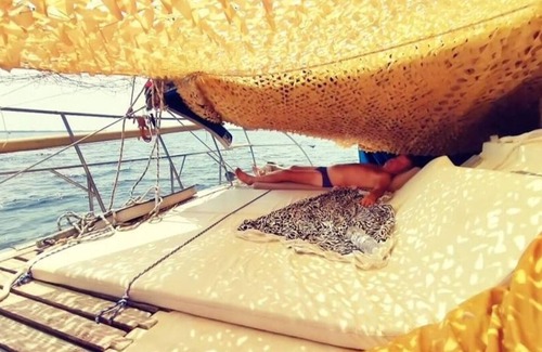 Porquerolles Boat Rental | one double room in our catamaran in porqueroles bay