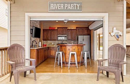 New Braunfels House | Open to Guests, Praying for TX - Riverfront Retreat, Outdoor Bar & Kitchen, Grill, Two Large Decks