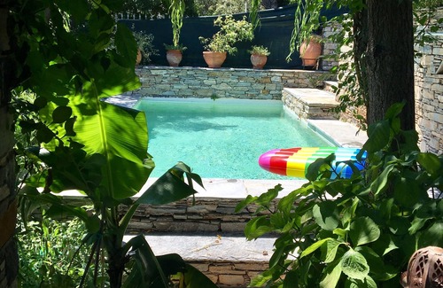 Grambia Villa | Panoramic Seaview Traditional Greek Mountain Villa with mature garden and pool