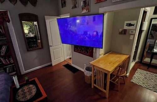 St. Louis Apartment | Pets stay free. King size bed. Street parking in front. Large TV. Keypad entry.