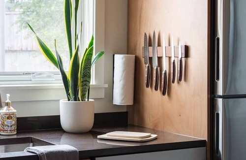 Irving Park Apartment | Pine Beam Elephant Studio next to Blue Line