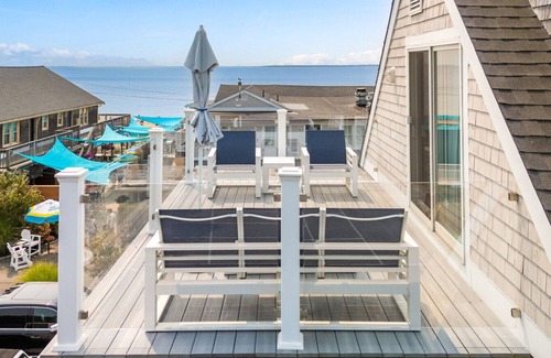 Falmouth Heights Condo | Private 1-BR w/King + Queen & Deck | Partial Ocean View (311)