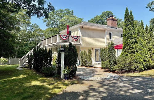 Marstons Mills House | Private entrance suite upstairs: bedroom, TV room, office, bathroom, large deck.