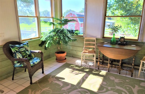 Brookline Station House | Private Pool Still Open at The Redemption Ranch: fire pit, sunroom