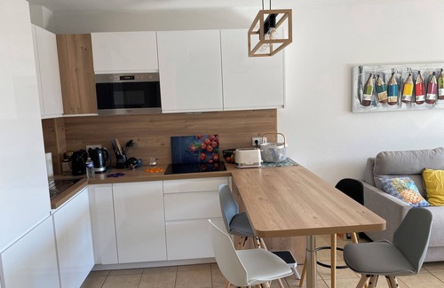 Saint-Cyprien Plage Apartment | QUIET STANDING, VERY LARGE TERRACE, SWIMMING POOL, 800 M FROM THE BEACH, RENOVATED IN 2024