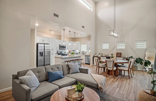 El Paso House | Relax and recharge in this stylish West El Paso home featuring a spacious king suite, dedicated workspace, and a private fenced backyard with BBQ grill and outdoor seating. Just minutes from shopping, dining, and hiking trails, it’s the perfect stay!