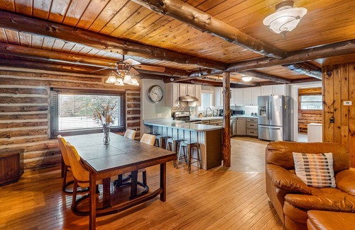 Rock Stream Cabin | Relaxing dog-friendly water-view cabin with firepit, deck, grill, & full kitchen