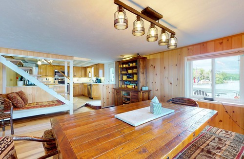Alton Bay House | Renovated home with a water view, washer/dryer, AC, deck & wood stove