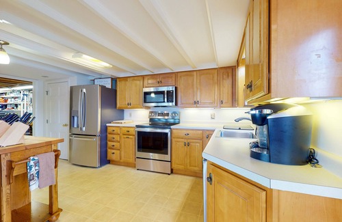 Alton Bay House | Renovated home with a water view, washer/dryer, AC, deck & wood stove