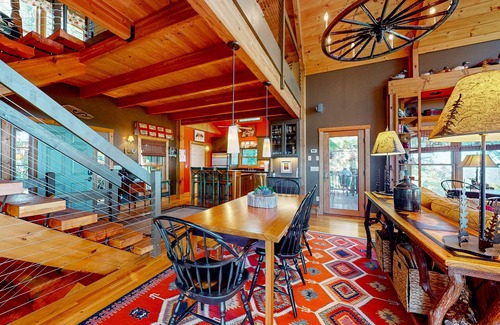 Clyde House | Secluded Smoky Mountain home with panoramic views, wood stove, & hot tub