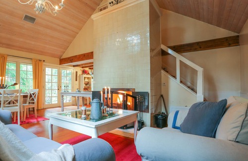 Rhododendron House | Secluded waterfront lodge on 24 wooded acres with furnished patio & fireplace
