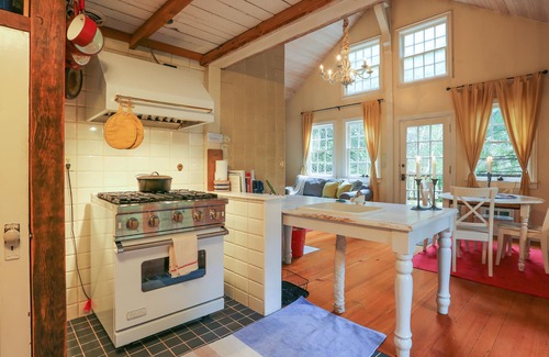 Rhododendron House | Secluded waterfront lodge on 24 wooded acres with furnished patio & fireplace