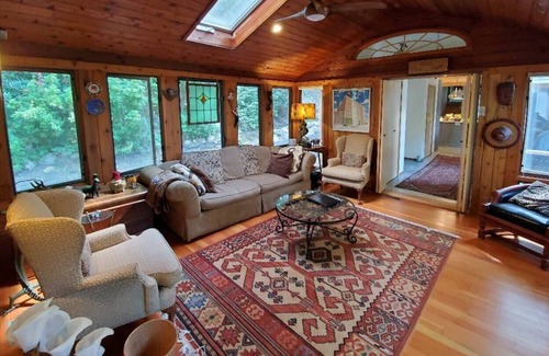 Cold Spring House | Serene wooded 15 acre property with pool and two separate guest houses in summer