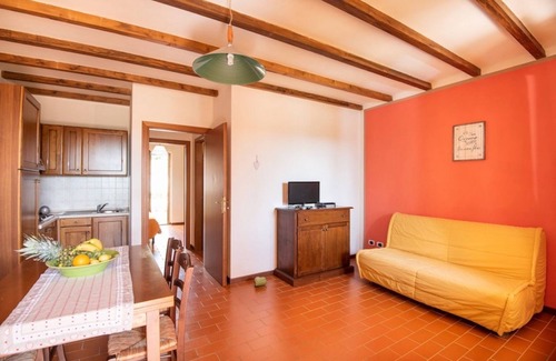 Suvereto Apartment | Spacious two-room apartments (about 45 sq m), featuring a large living room with equipped kitchenette and double sofa bed, double bedroom and bathroom with shower. Patio with private garden on the ground floor.They are also equipped with:Bed linen an