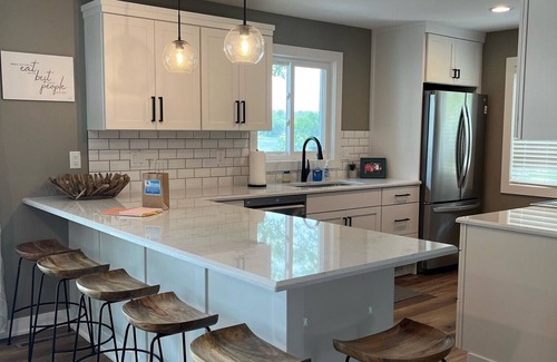 Spirit Lake Cabin | Stylish, Fully Renovated Lakefront Home on East Lake Okoboji with Private Dock!