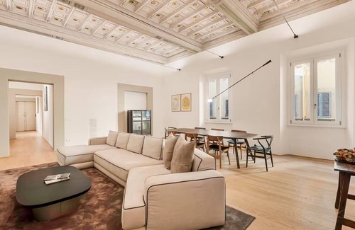 Santa Croce Apartment | Super Luxe!Florence Reborn:Hand-Painted Frescos Residence with coffered ceilings