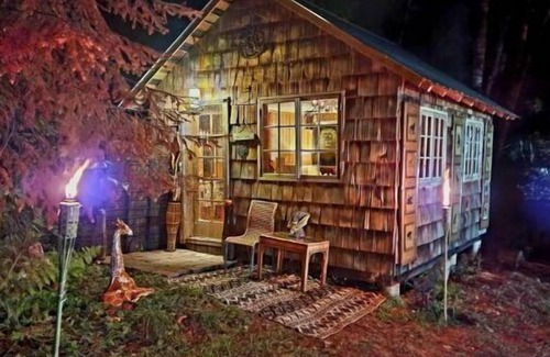 Eatonville Cabin | Tiny Safari themed cabin for 2 with private fire pit & BBQ