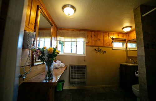 Dubois Cabin | Unwind in a Deluxe Queen Room with Scenic Riverfront and Serene Mountain Vistas.