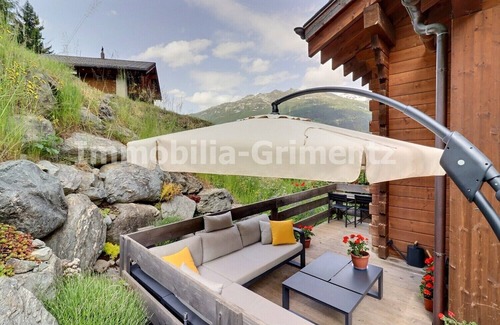Grimentz Apartment | Very comfortable flat on 2 levels for 5 to 6 people, living room with wood-burner, kitchen area with