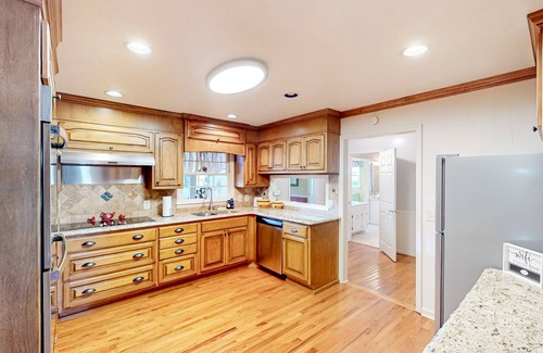 Orchard Hill House | Water-view home with private pool, large deck, firepit, fishing, fireplace, W/D