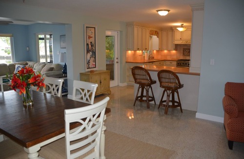 Baywood Village House | Waterfront home with dock. Pontoon boat available for fishing and beaches.