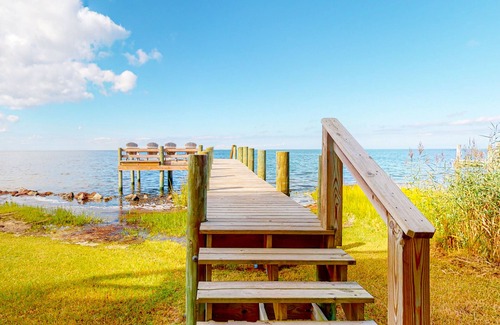 Frisco House | Waterfront House w/Private Hot Tub - Ocean Views, WiFi, AC, Gas Fireplace, W/D