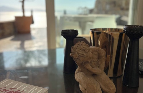 Maragas Villa | White Stone Art Villa, luxury seaside ORKOS Plaka, sublime panorama