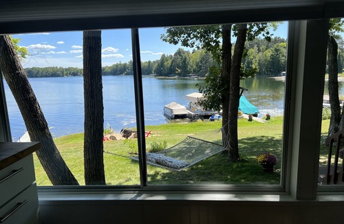 Hackensack Cabin | Woman Lake! 2 cabins, pontoon boat, big deck, outdoor kitchen, fire globe!