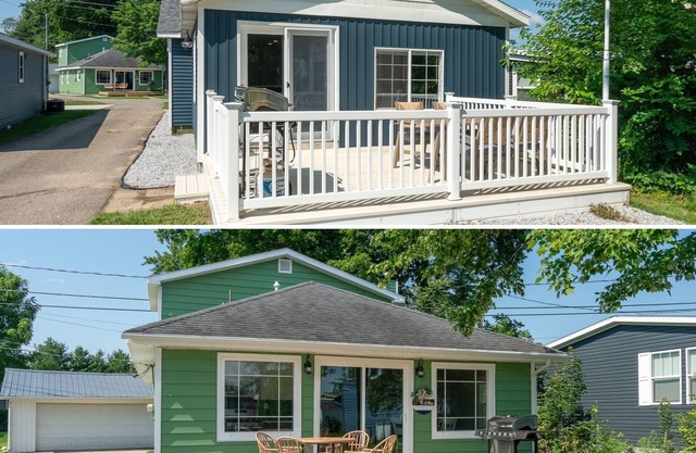 2 Houses right on Gun Lake with Dock! Lake Toys & Game Room Optional boat rental
