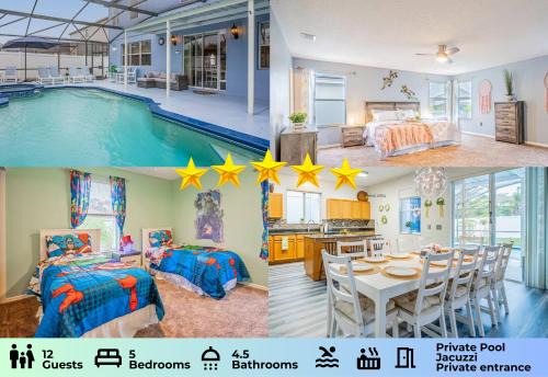 5 Bedroom Villa l 12 min to Disney l Themed Rooms l Orlando Area