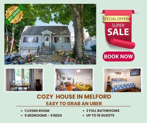 597 - 5BR Medford - Cozy Stay near Stone Zoo