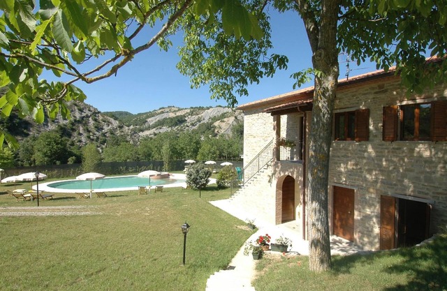 Accommodation in a cave with hot tub