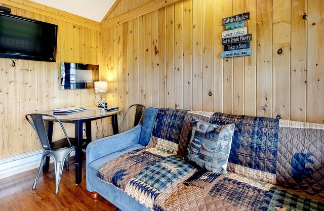 Adorable cabin with WiFi, gas grill, pool, tennis & firepit