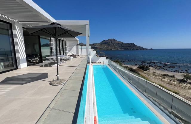 beachfront villa nostos plakias sea view private pool
