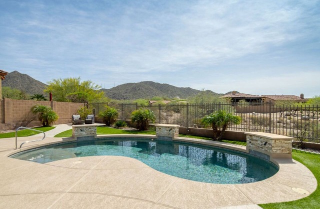 Beautiful spanish home on a golf course. Time to relax in our salt water pool.