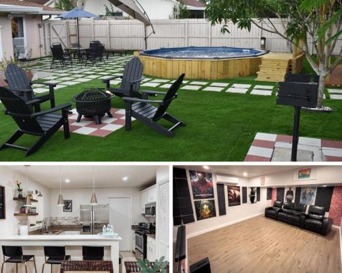 Blisscapade Pool Movie Theater Games Backyard