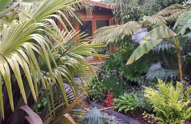 cabin set in a beautiful romantic tropical garden