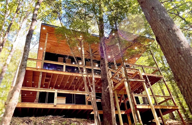 Chic modern cabin in a magical forest. Hot Tub, Swinging Bed, WiFi, & EV Charger