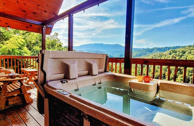Couple's Dream Cabin ~ Mountain Views, LED Hot Tub, WiFi, Grill, Picnic Pavilion
